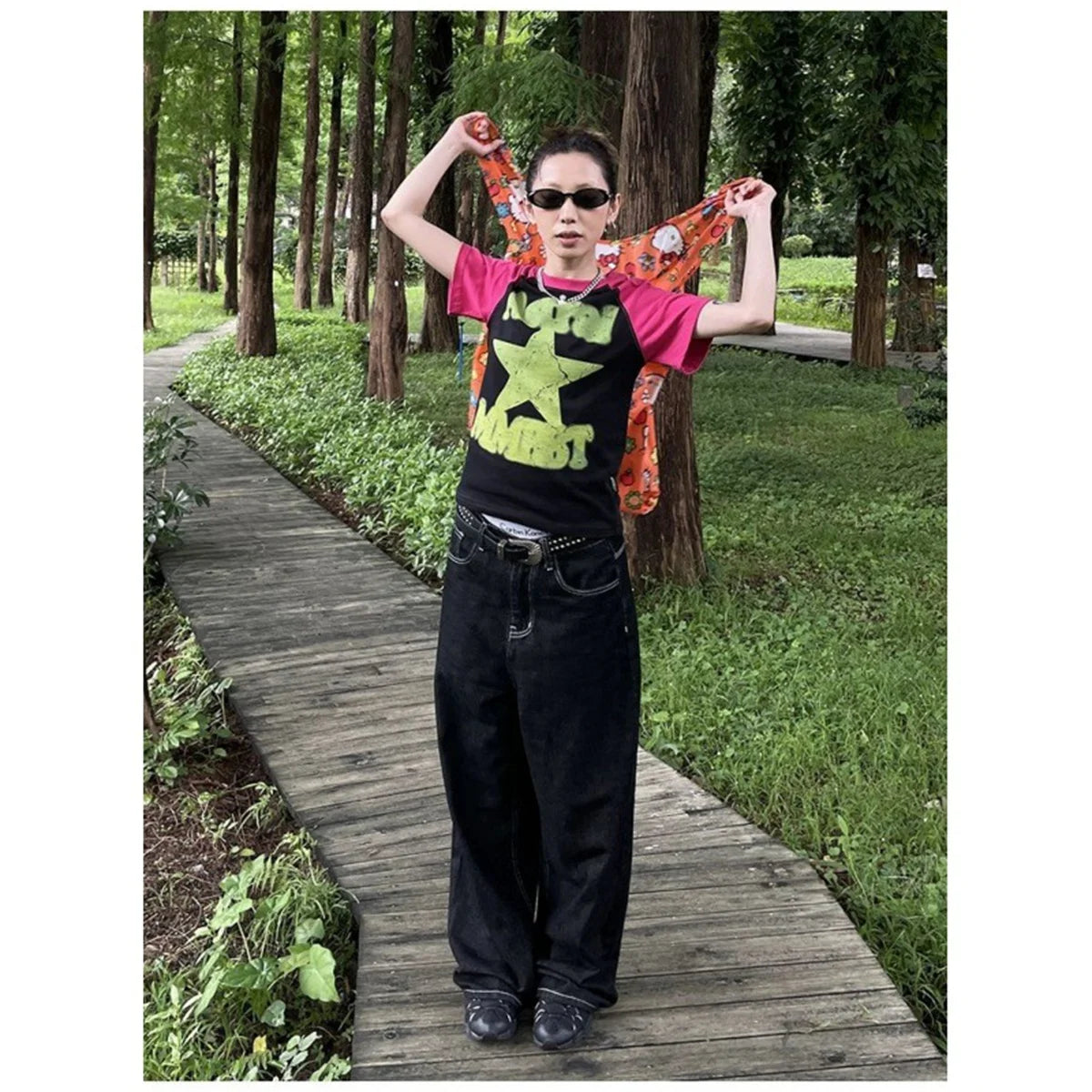 Y2k Embroidered Black Wide Leg Jeans Women American Retro Casual Loose Denim Pants Streetwear 2025 New High Waist Baggy Trousers