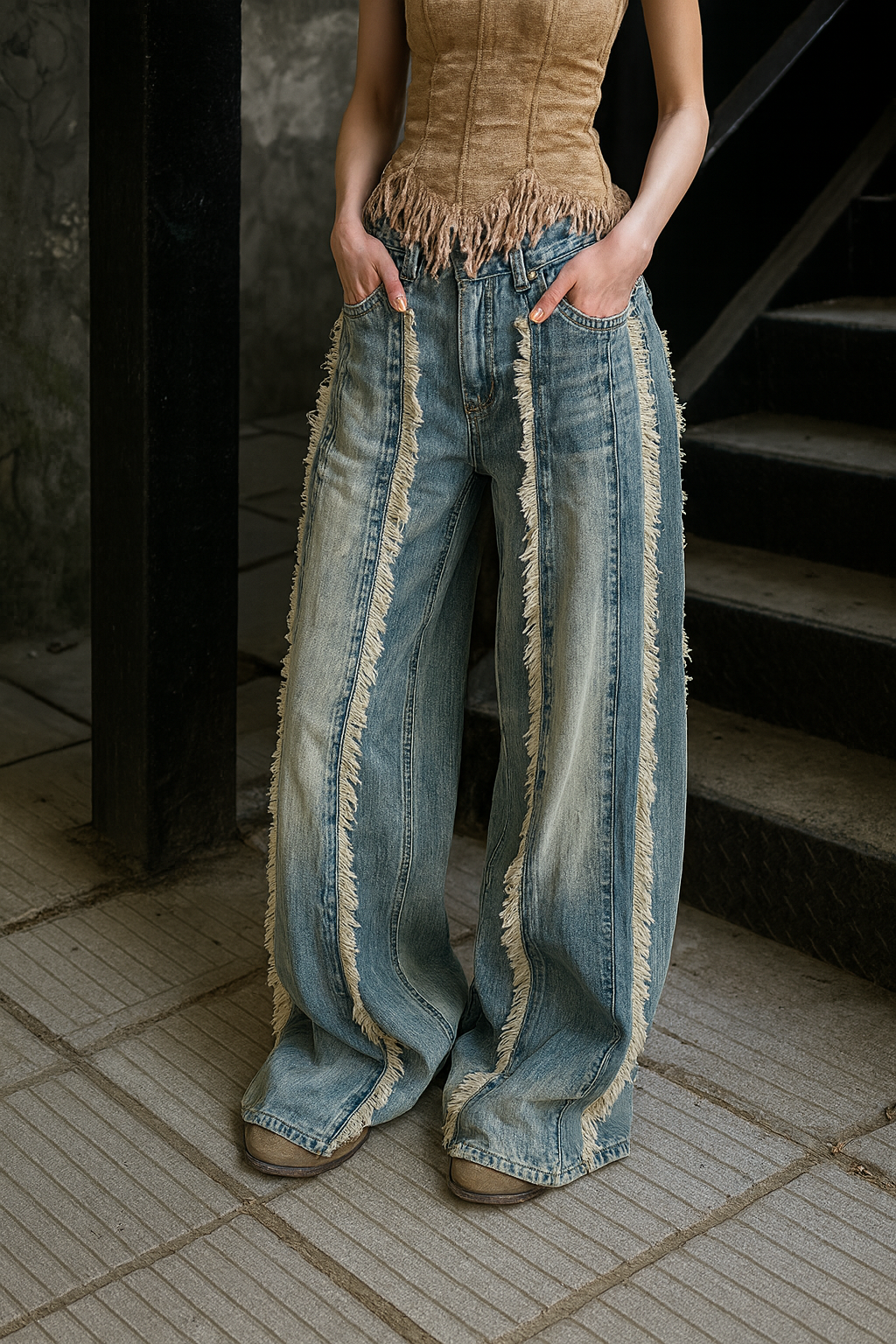 Aurests Women’s Vintage Wide Leg Jeans – High Waist Baggy Y2K Streetwear Denim Pants