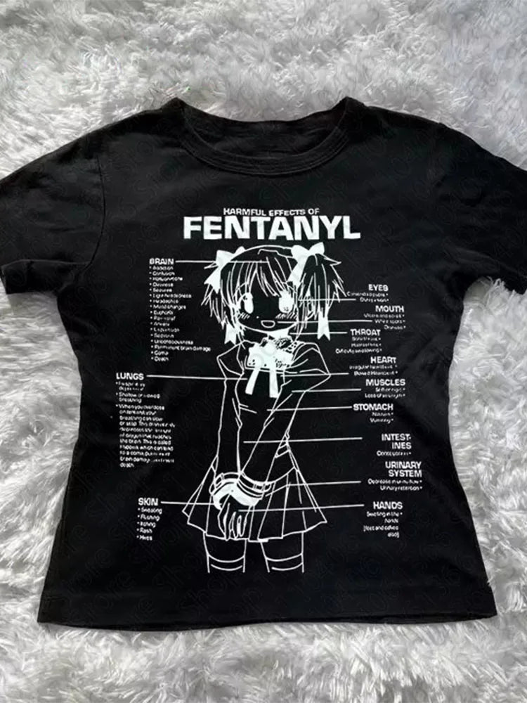 Y2k Women Clothing Female Star Girl Print Graphic Tees Y2k Top Women's Cropped Woman T-shirts 2000s Tops Kpop Gothic Goth Crop