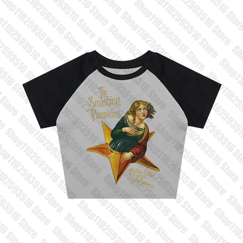 2000s Clothes Y2k Kitty 90s Vintage Clothes for Women Women's Cropped Kpop Emo Aesthetic Clothing Anime Girl Harajuku Kawaii