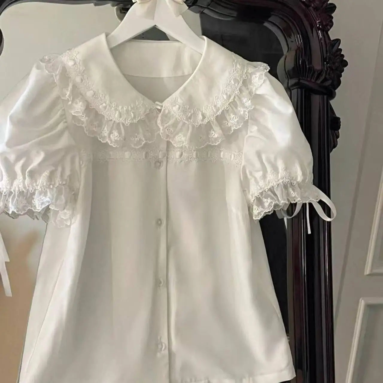 Y2K JK Lolita Japan Kawaii Girl Cute Sweet Lace T-shirt Lolita Print Tops Bow Cake Blouse A-line Spliced Cake Skirt New Chic