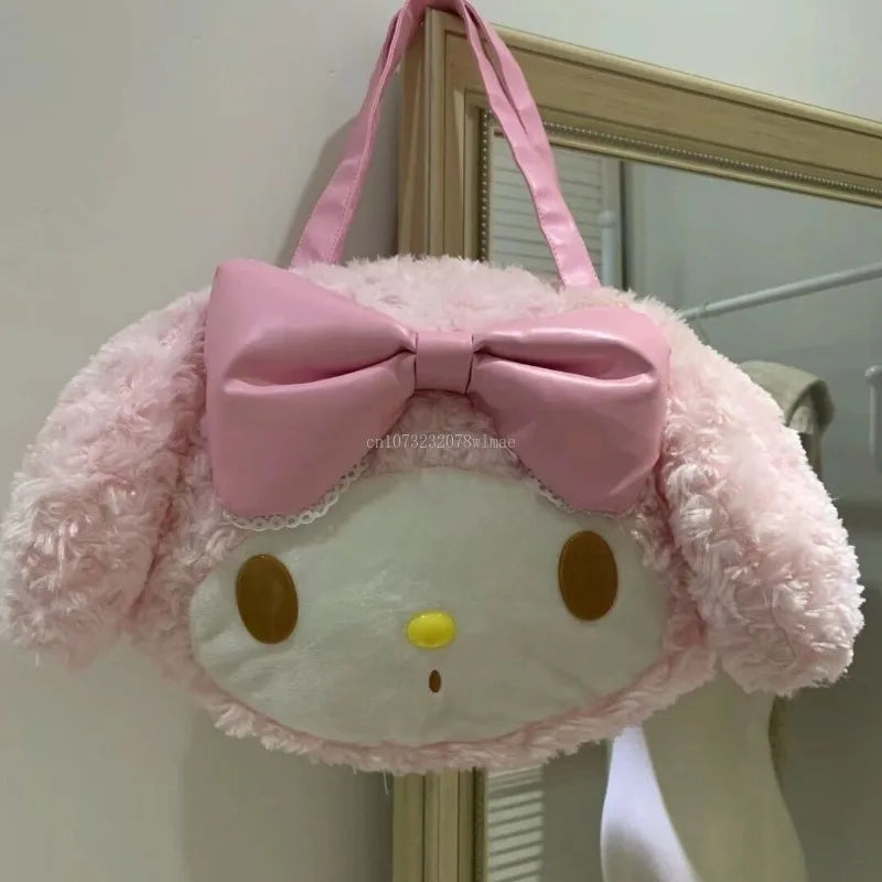 2024 Sanrio My Melody Tote Bag Sweet Kawaii Girl Shoulder Bag Cartoon Cute Plush Student Backpack Pink Large Capacity Handbag