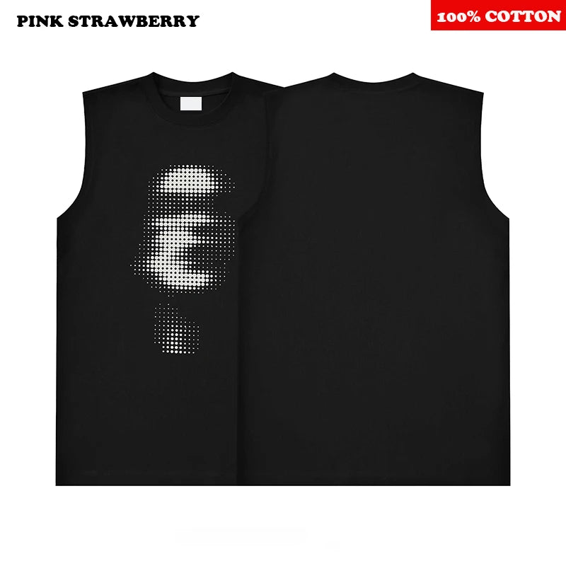 American Abstract face Vest Men Summer 2025 New Sport Sleeveless T-shirt Fitness Swimm Run Vest Quick Dry Y2k Top men clothing