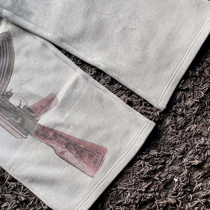 Y2k Street Trend Contrast Drawstring Daily Sweatpants Men Women The Same Fake Two Trendy High Street Leisure Loose Sweatpants