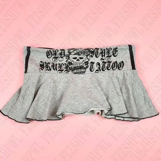 Y2K Short Skirts Women Hip Hop Punk Skull Printed Bow Skirts Streetwear Graphic EMO Girl Summer Gothic Vintage Retro Sexy Skirts