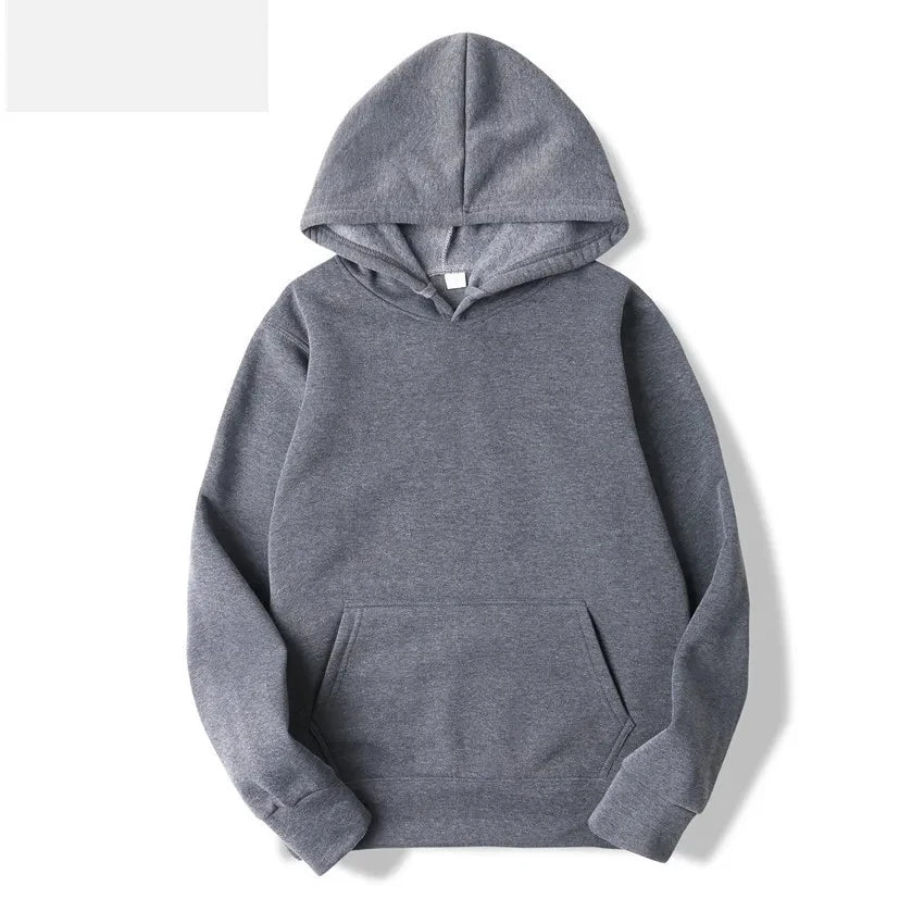 2025 unisex hooded sweatshirt men's solid color sweatshirt men's and women's long sleeved plug-in pocket pullover