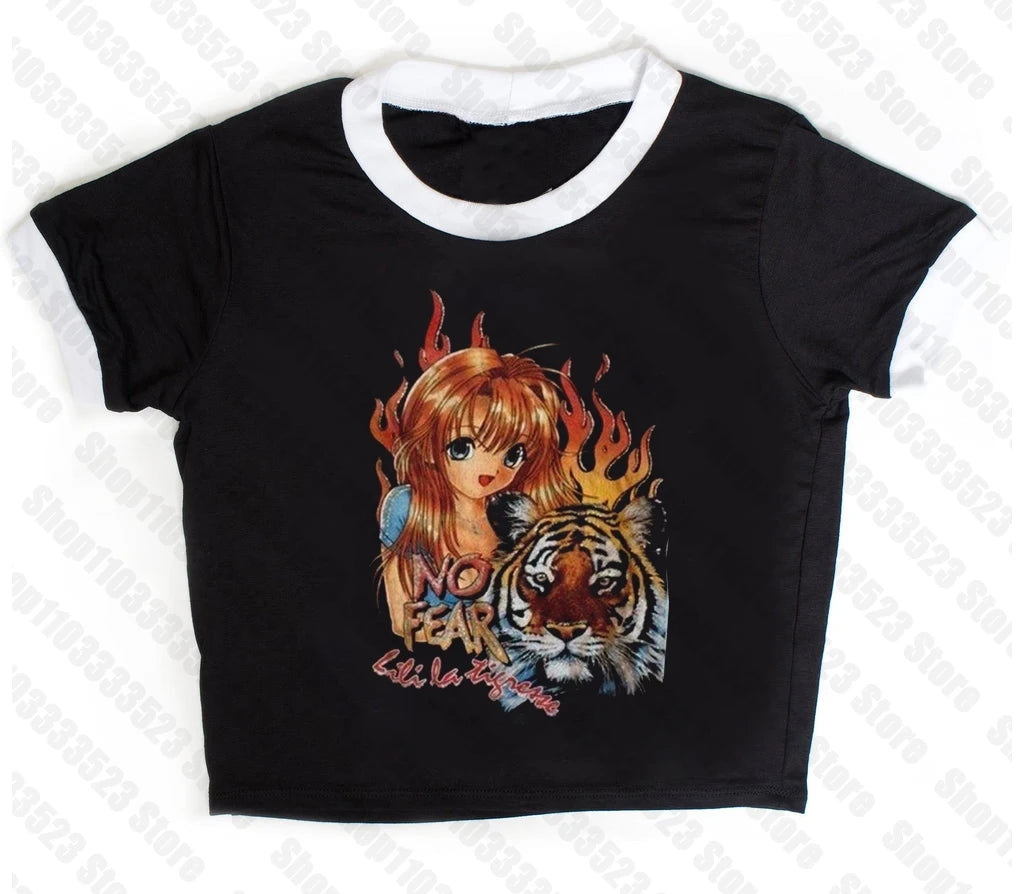 90s Aesthetic Emo Punk Baby Tank Tops Y2K Streetwear Gothic Harajuku Letter Graphic Print T-shirt Crop Top Harajuku Kawaii Vest