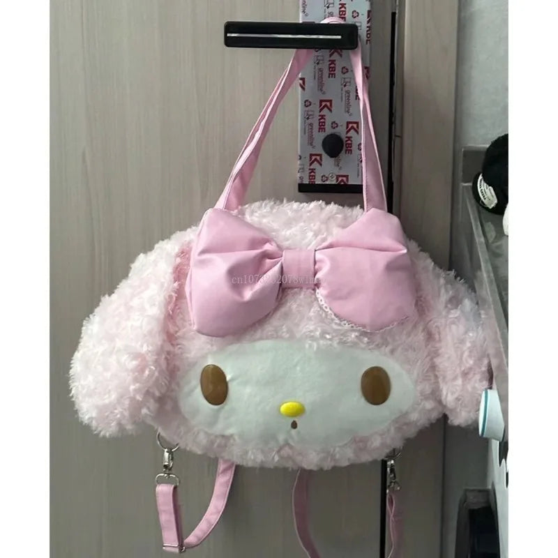 2024 Sanrio My Melody Tote Bag Sweet Kawaii Girl Shoulder Bag Cartoon Cute Plush Student Backpack Pink Large Capacity Handbag