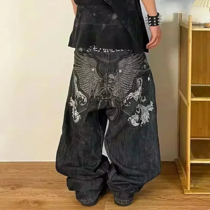 American Fashion Hip Hop Joker Oversized Jeans Women Street Y2K New Clearance Spot Hot Mopping Wide-leg Pants Unisex Loose Jeans