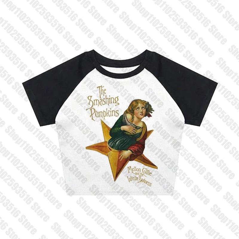 2000s Clothes Y2k Kitty 90s Vintage Clothes for Women Women's Cropped Kpop Emo Aesthetic Clothing Anime Girl Harajuku Kawaii