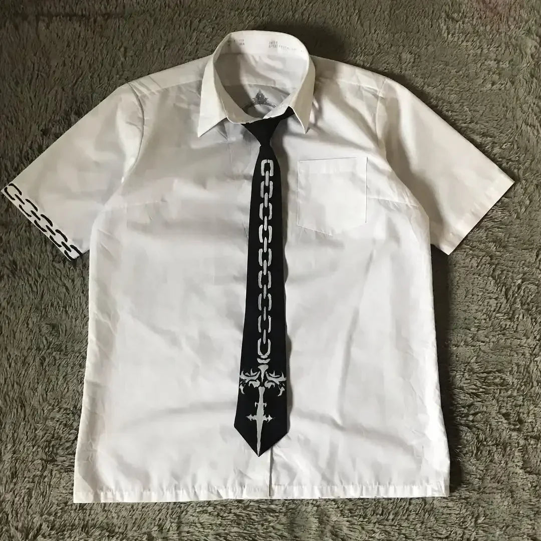 2025 New White Long sleeves Shirt Affliction Retro T Shirt Harajuku Men Skull Holy Writ Stripe Printing Tee Fashion Gothic Tops