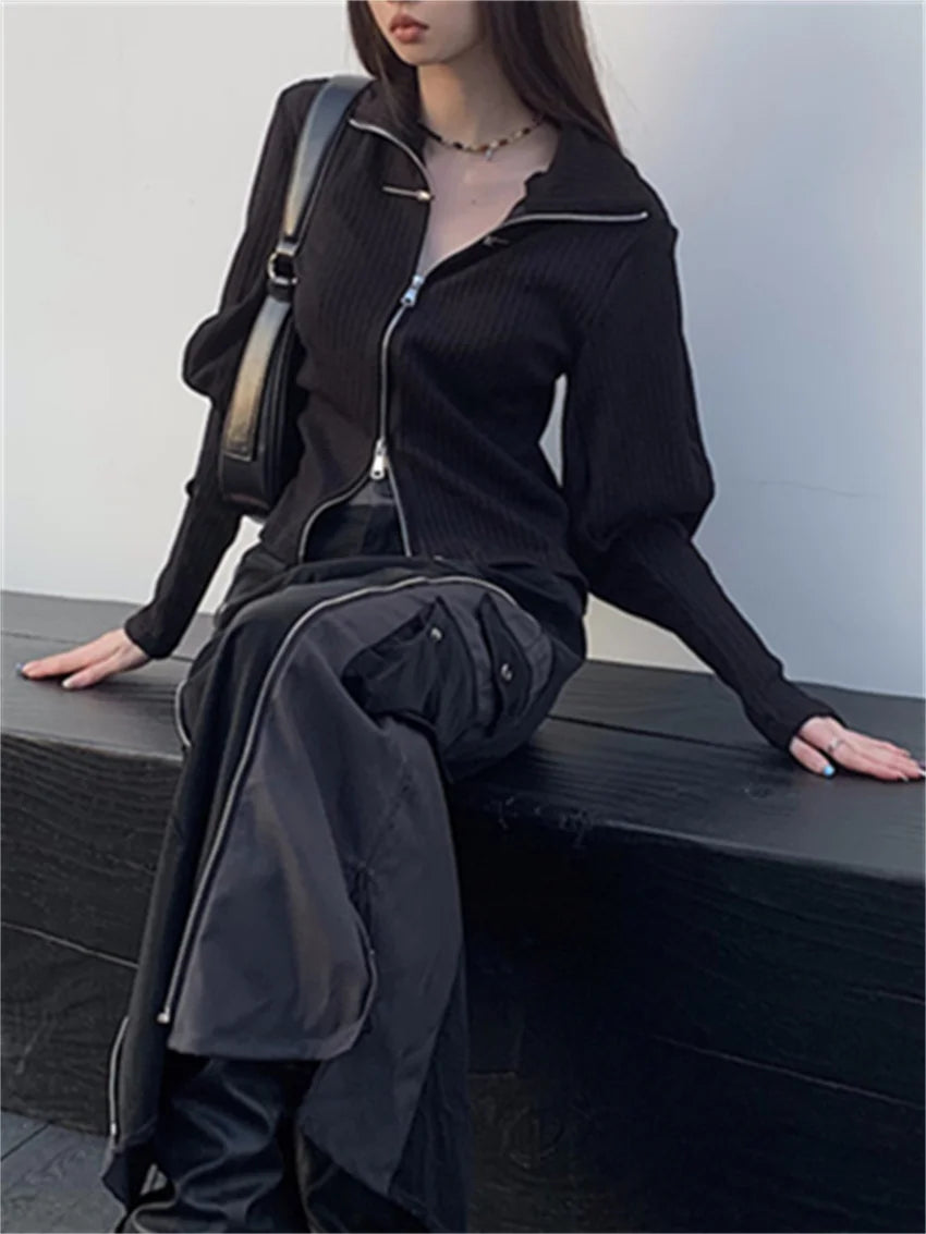 Alien Kitty Black Women Sweaters Daily New Loose Chic Elegant All Match 2025 Daily Fashion Casual Office Lady Spring Coats