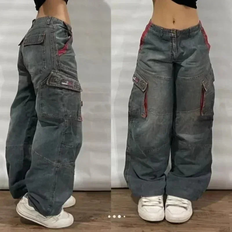 American Fashion Hip Hop Joker Oversized Jeans Women Street Y2K New Clearance Spot Hot Mopping Wide-leg Pants Unisex Loose Jeans