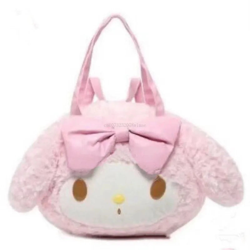 2024 Sanrio My Melody Tote Bag Sweet Kawaii Girl Shoulder Bag Cartoon Cute Plush Student Backpack Pink Large Capacity Handbag