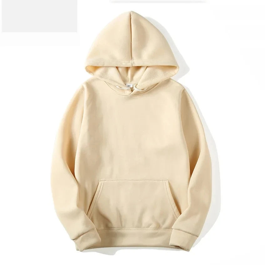 2025 unisex hooded sweatshirt men's solid color sweatshirt men's and women's long sleeved plug-in pocket pullover