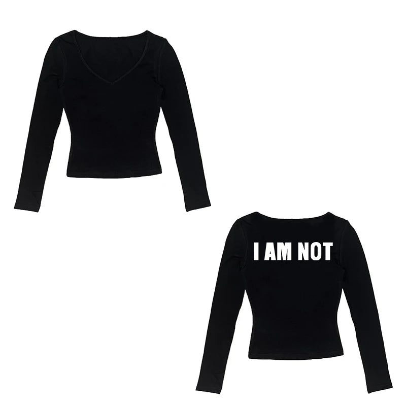 Y2K Harajuku Aesthetic Gothic Fairycore Long Sleeve Tee Character Slim Chic Print Casual Crop Top Grunge Punk Hip Hop Streetwear