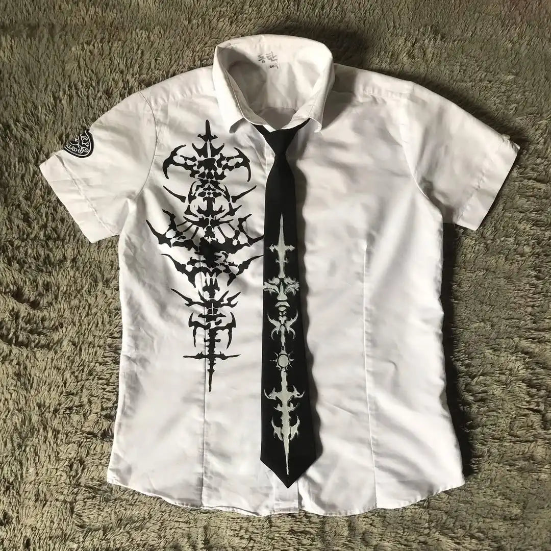 2025 New White Long sleeves Shirt Affliction Retro T Shirt Harajuku Men Skull Holy Writ Stripe Printing Tee Fashion Gothic Tops