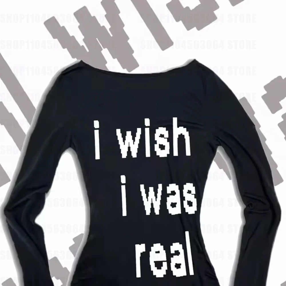 Y2K Summer Women‘s Clothing Female Daily Letter Printing Camisole Maiden High Street Long sleeves Fashion Simple Casual Singlet