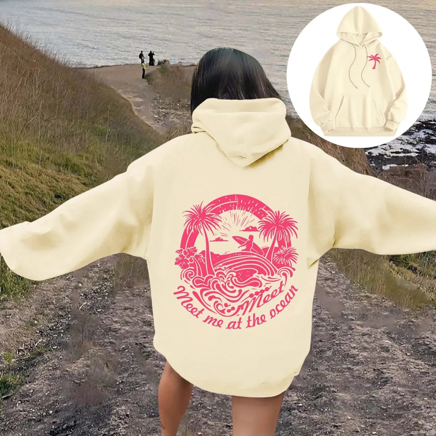 2025Women's Letter Graphics Printed Hoodie Autumn Winter Hoodies Long Sleeved Pockets Pullover Casual Streetwear Sweatshirts