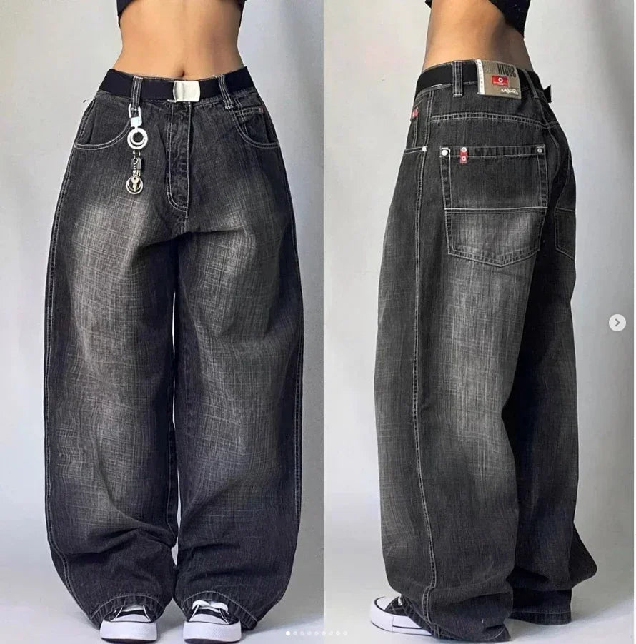 American Fashion Hip Hop Joker Oversized Jeans Women Street Y2K New Clearance Spot Hot Mopping Wide-leg Pants Unisex Loose Jeans