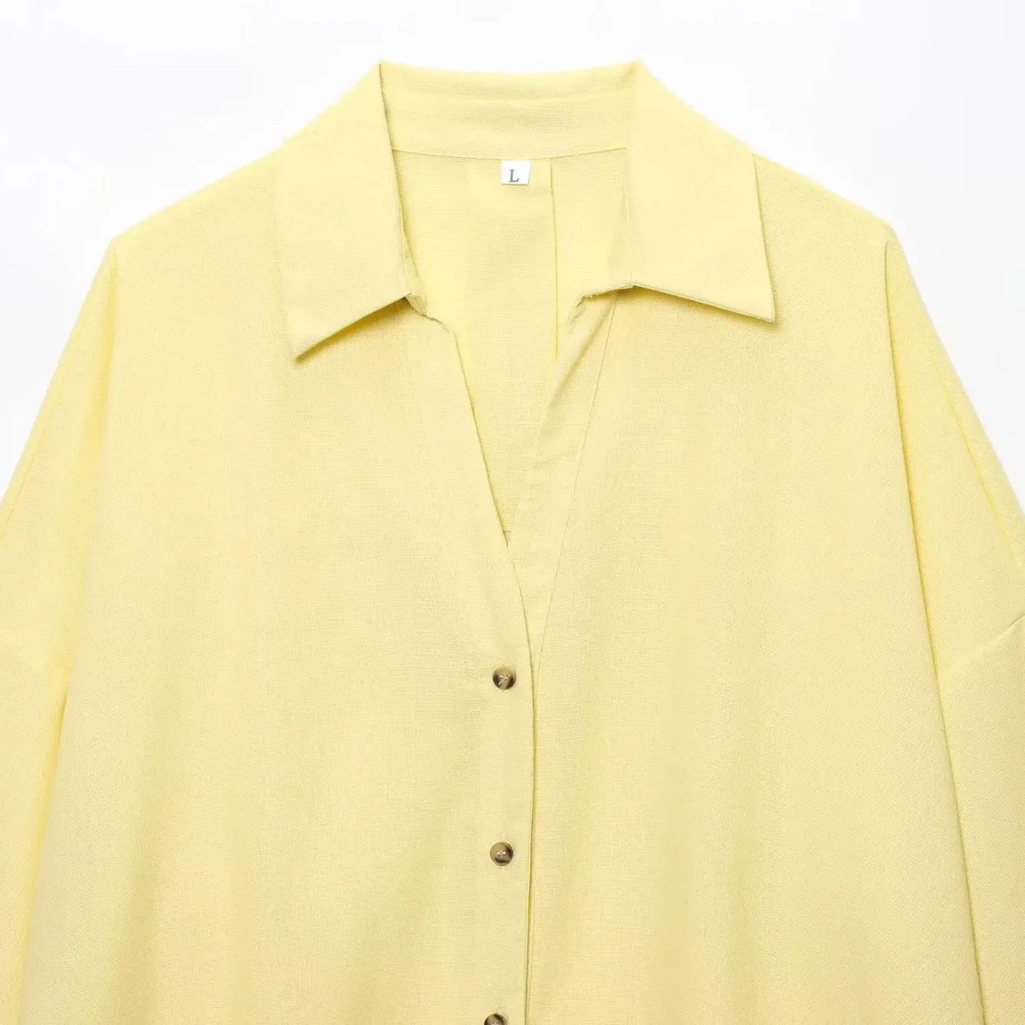 2025 AZRAF Women Summer Fashion New Blended Wide Sleeve Shirt Unique V-neck Joker Button Loose Top Blouses Mujer