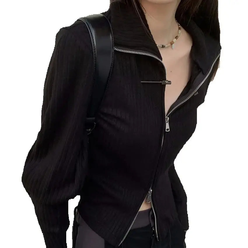 Alien Kitty Black Women Sweaters Daily New Loose Chic Elegant All Match 2025 Daily Fashion Casual Office Lady Spring Coats