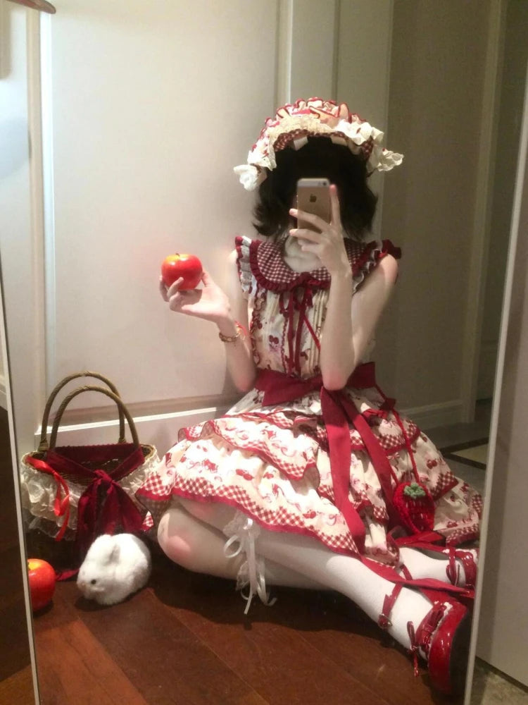 2025 New Japanese Cherry Sweetheart Lolita Dress Women Flying Sleeve Peter Pan Collar Mini Dress Kawaii Cute Princess Clothing