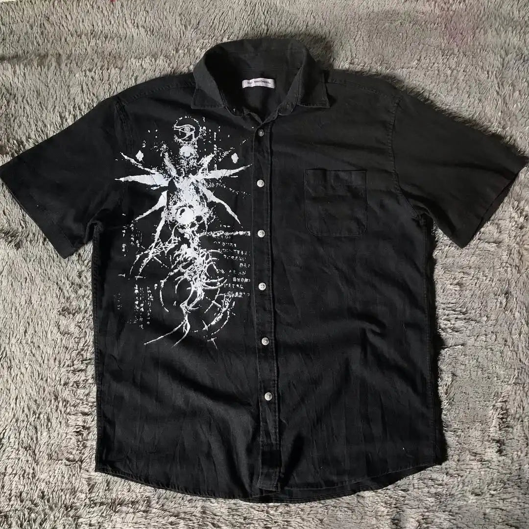 2025 New White Long sleeves Shirt Affliction Retro T Shirt Harajuku Men Skull Holy Writ Stripe Printing Tee Fashion Gothic Tops