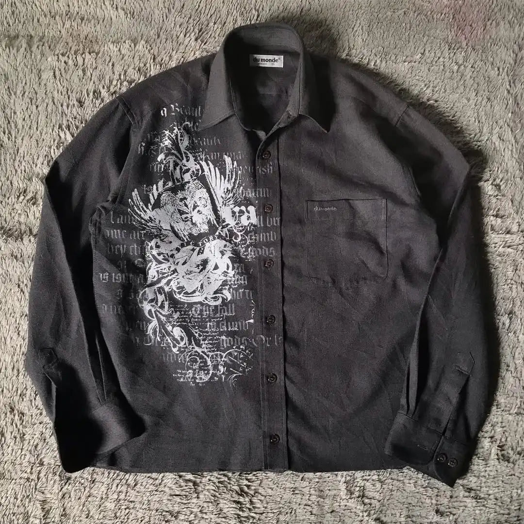 2025 New White Long sleeves Shirt Affliction Retro T Shirt Harajuku Men Skull Holy Writ Stripe Printing Tee Fashion Gothic Tops