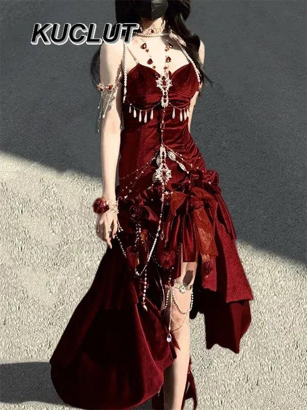2025 New Summer Sweet and Cute Halter Dress Y2k Lolita Style Solid Color Elegant Sexy Spaghetti Strap Dresses for Women