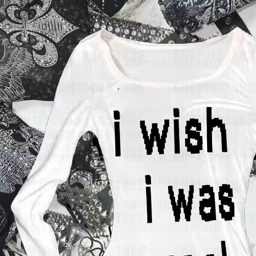 Y2K Summer Women‘s Clothing Female Daily Letter Printing Camisole Maiden High Street Long sleeves Fashion Simple Casual Singlet