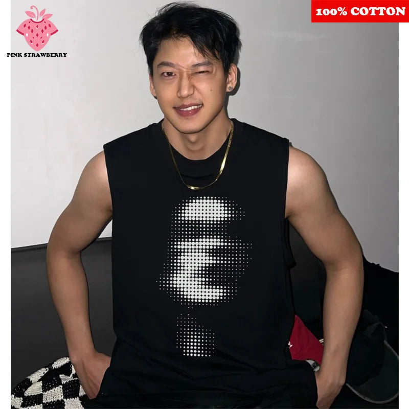 American Abstract face Vest Men Summer 2025 New Sport Sleeveless T-shirt Fitness Swimm Run Vest Quick Dry Y2k Top men clothing