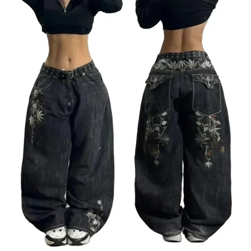 American Fashion Hip Hop Joker Oversized Jeans Women Street Y2K New Clearance Spot Hot Mopping Wide-leg Pants Unisex Loose Jeans