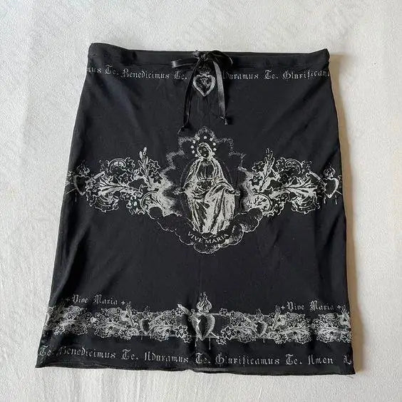 Y2K Short Skirts Women Hip Hop Punk Skull Printed Bow Skirts Streetwear Graphic EMO Girl Summer Gothic Vintage Retro Sexy Skirts