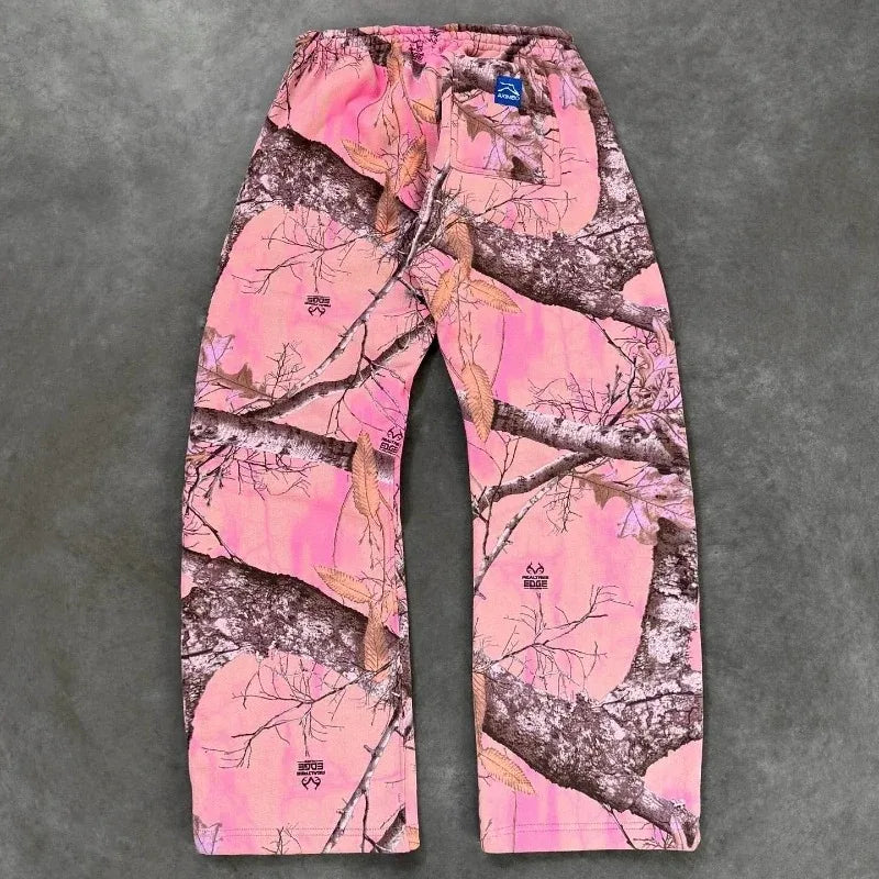 Y2K Retro SweatPants Camouflage Pattern Print Streetwear Men harajuku Street Hip Hop Unisex Oversized Casual Camo Baggy Trousers
