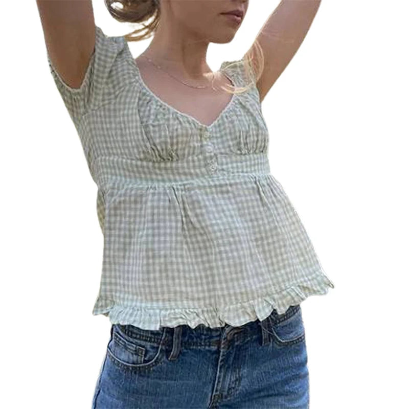 Y2K Fairy Grunge Crop Top for Women Short Sleeve Lace Patchwork T-Shirt Aesthetic Slim Fit Cute Babydoll Top Tees