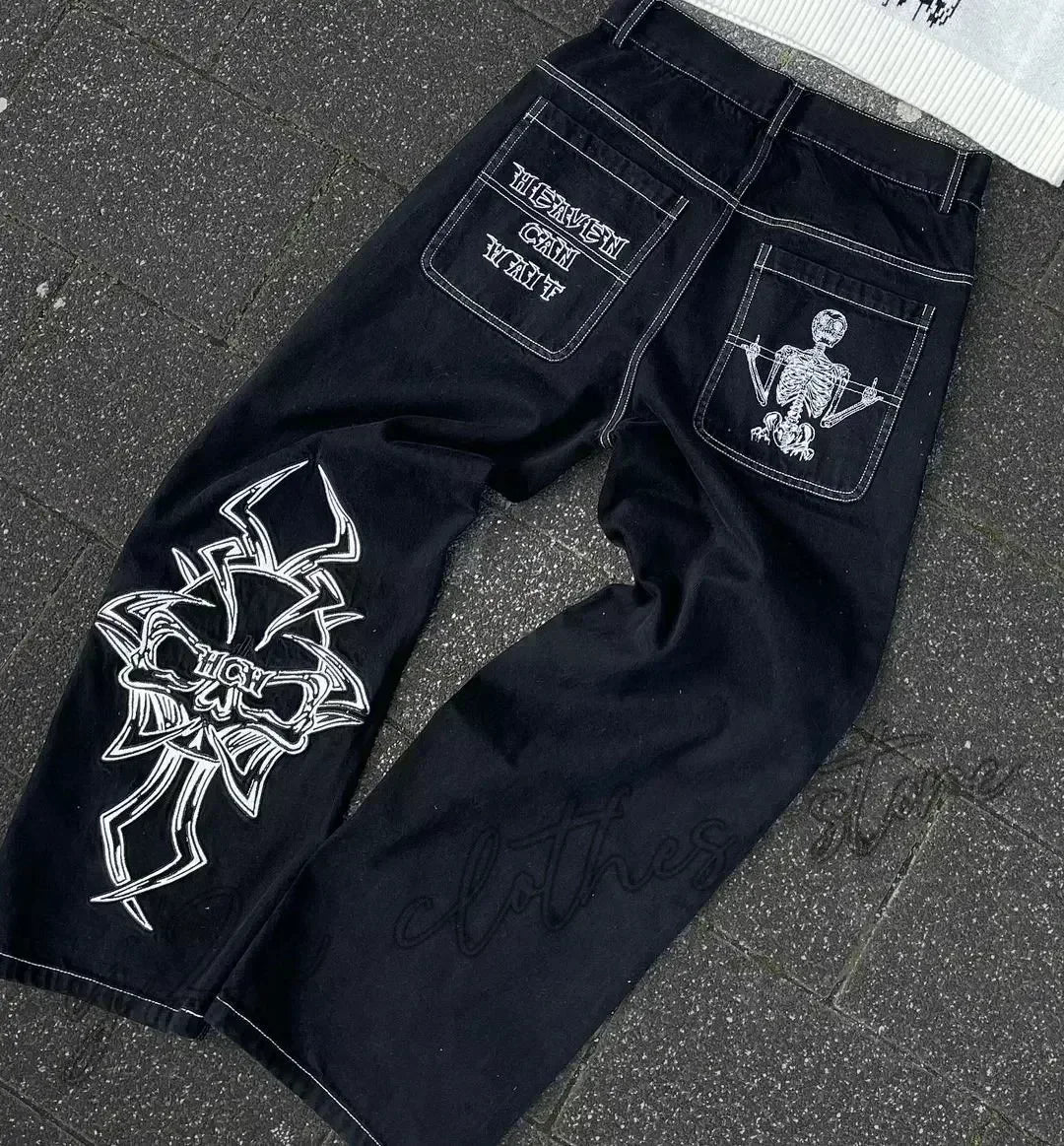 American Fashion Hip Hop Joker Oversized Jeans Women Street Y2K New Clearance Spot Hot Mopping Wide-leg Pants Unisex Loose Jeans