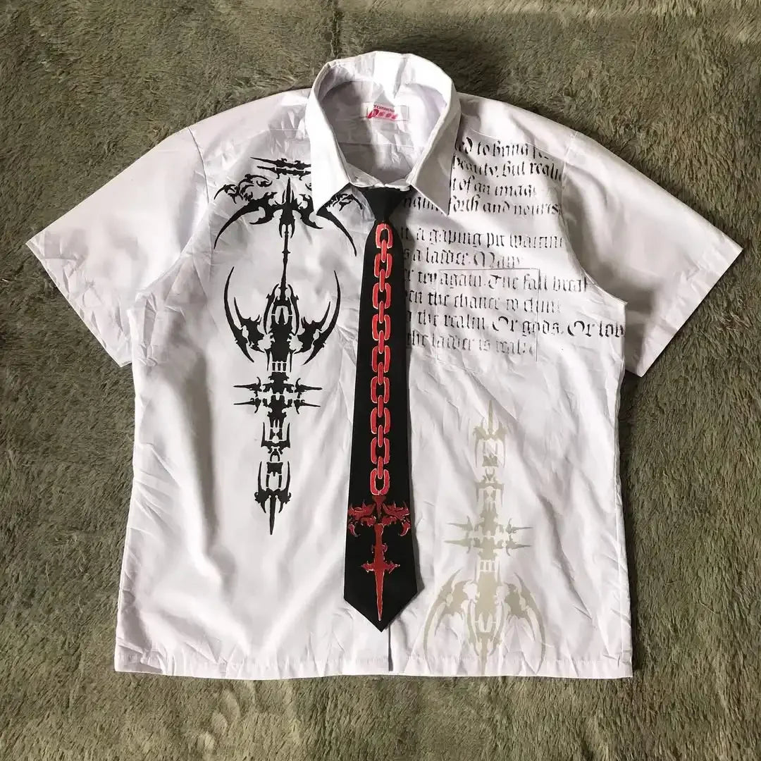 2025 New White Long sleeves Shirt Affliction Retro T Shirt Harajuku Men Skull Holy Writ Stripe Printing Tee Fashion Gothic Tops