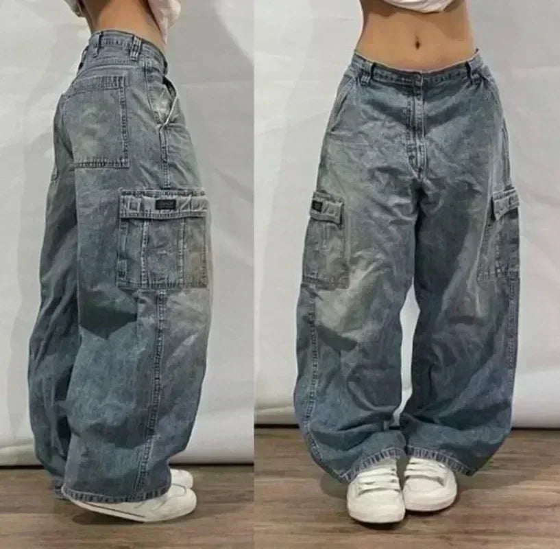 American Fashion Hip Hop Joker Oversized Jeans Women Street Y2K New Clearance Spot Hot Mopping Wide-leg Pants Unisex Loose Jeans