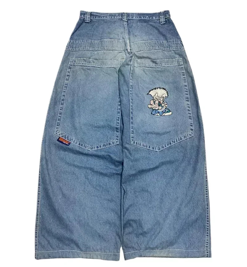 American Fashion Hip Hop Joker Oversized Jeans Women Street Y2K New Clearance Spot Hot Mopping Wide-leg Pants Unisex Loose Jeans