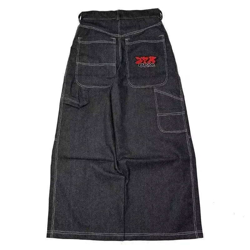 American Fashion Hip Hop Joker Oversized Jeans Women Street Y2K New Clearance Spot Hot Mopping Wide-leg Pants Unisex Loose Jeans
