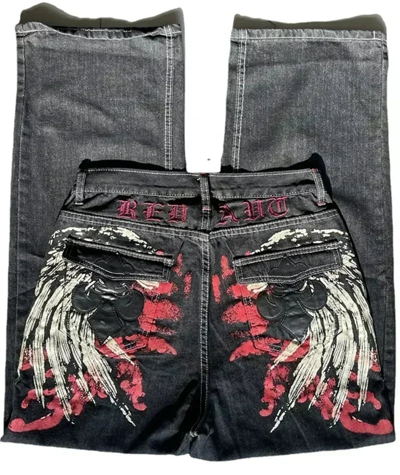 American Fashion Hip Hop Joker Oversized Jeans Women Street Y2K New Clearance Spot Hot Mopping Wide-leg Pants Unisex Loose Jeans