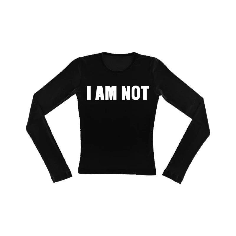 Y2K Harajuku Aesthetic Gothic Fairycore Long Sleeve Tee Character Slim Chic Print Casual Crop Top Grunge Punk Hip Hop Streetwear