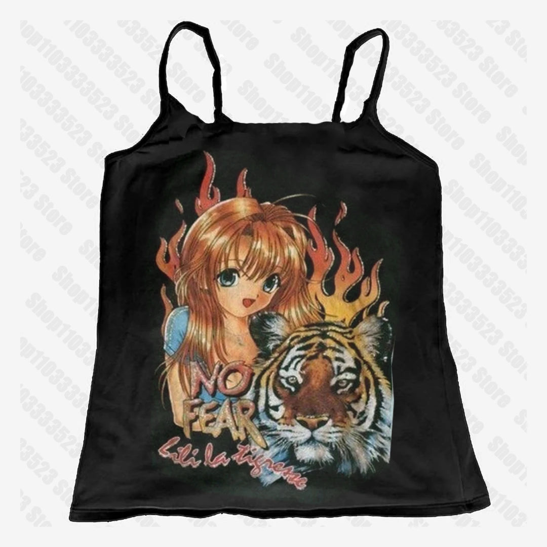90s Aesthetic Emo Punk Baby Tank Tops Y2K Streetwear Gothic Harajuku Letter Graphic Print T-shirt Crop Top Harajuku Kawaii Vest