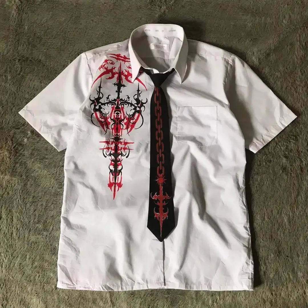 2025 New White Long sleeves Shirt Affliction Retro T Shirt Harajuku Men Skull Holy Writ Stripe Printing Tee Fashion Gothic Tops