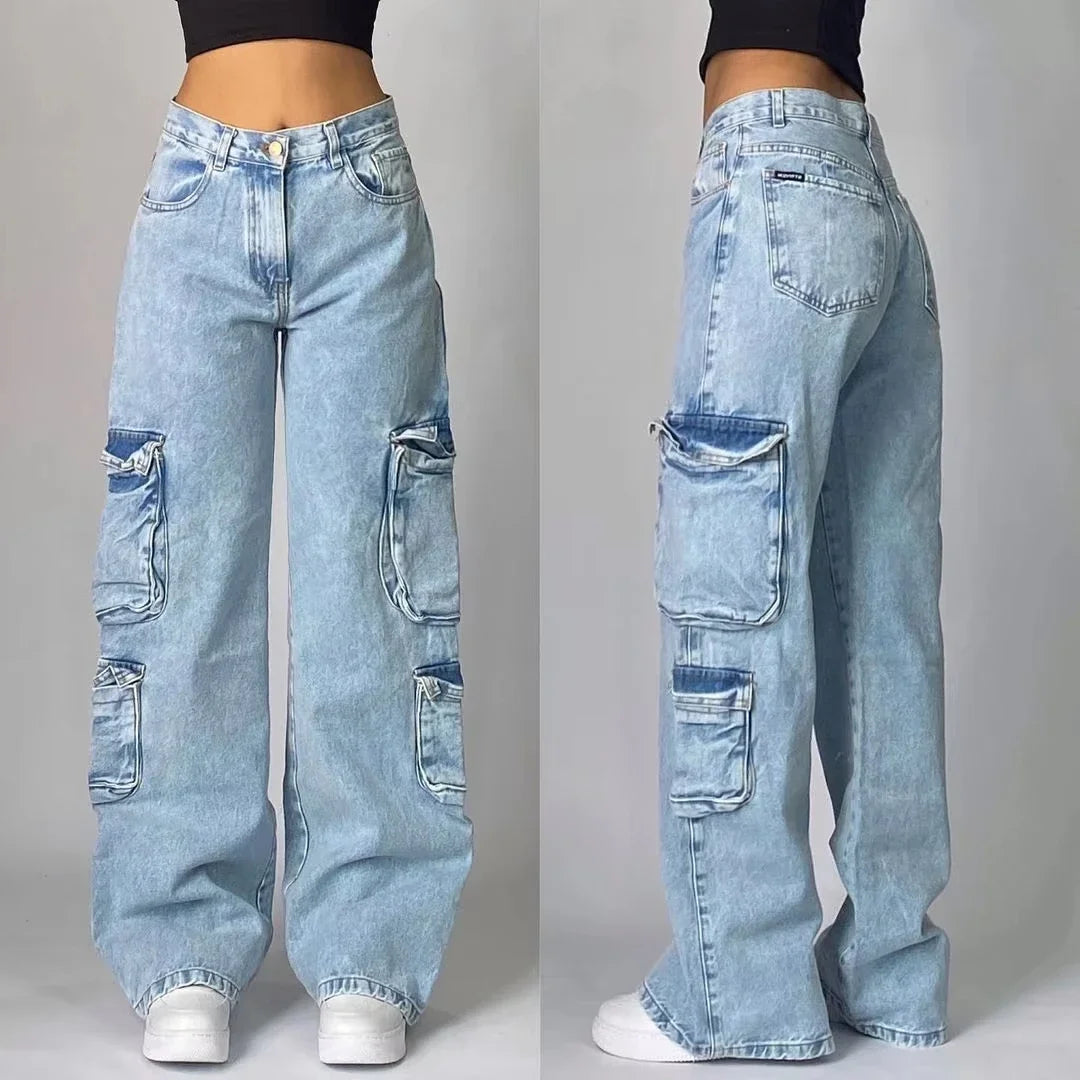 American Fashion Hip Hop Joker Oversized Jeans Women Street Y2K New Clearance Spot Hot Mopping Wide-leg Pants Unisex Loose Jeans