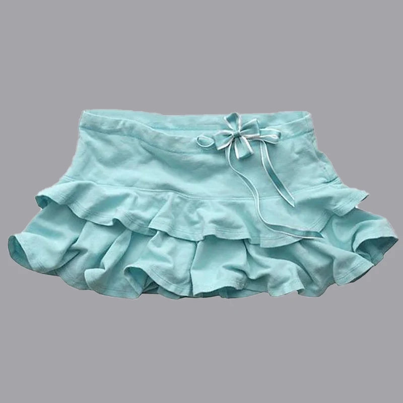 Y2K Short Skirts Women Hip Hop Punk Skull Printed Bow Skirts Streetwear Graphic EMO Girl Summer Gothic Vintage Retro Sexy Skirts