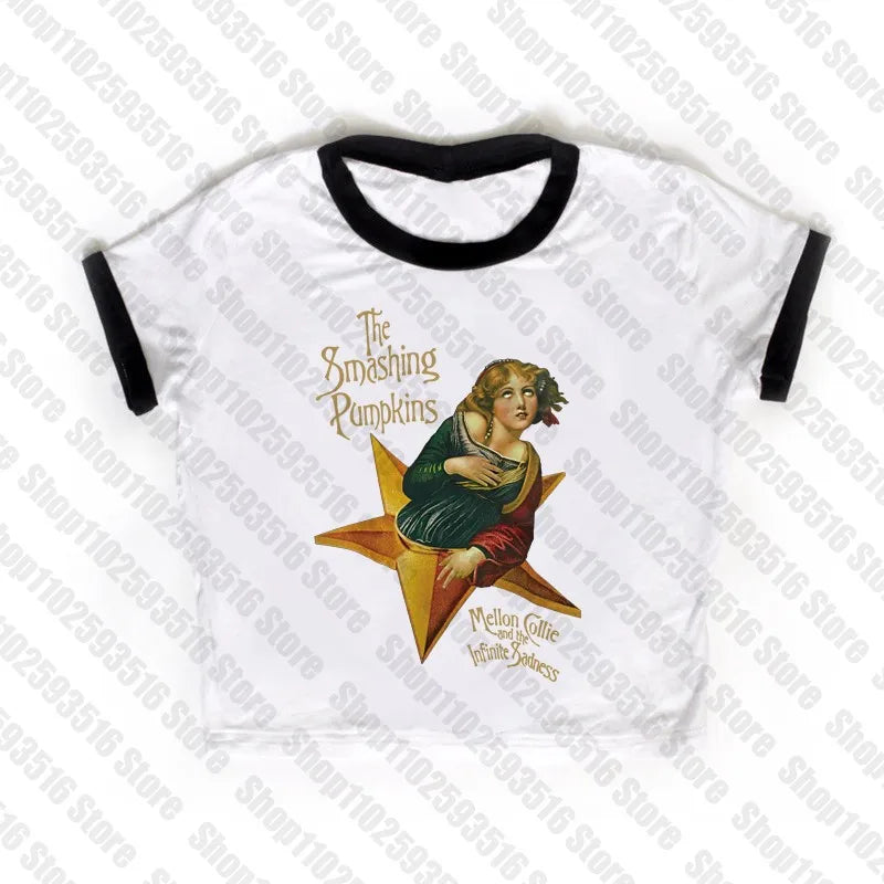 2000s Clothes Y2k Kitty 90s Vintage Clothes for Women Women's Cropped Kpop Emo Aesthetic Clothing Anime Girl Harajuku Kawaii