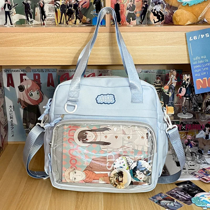 Y2K Japanese Preppy Style Shoulder Crossbody Bag New Nylon School Bags for Teenage Girls Transparent Itabag Backpacks Ita Bag