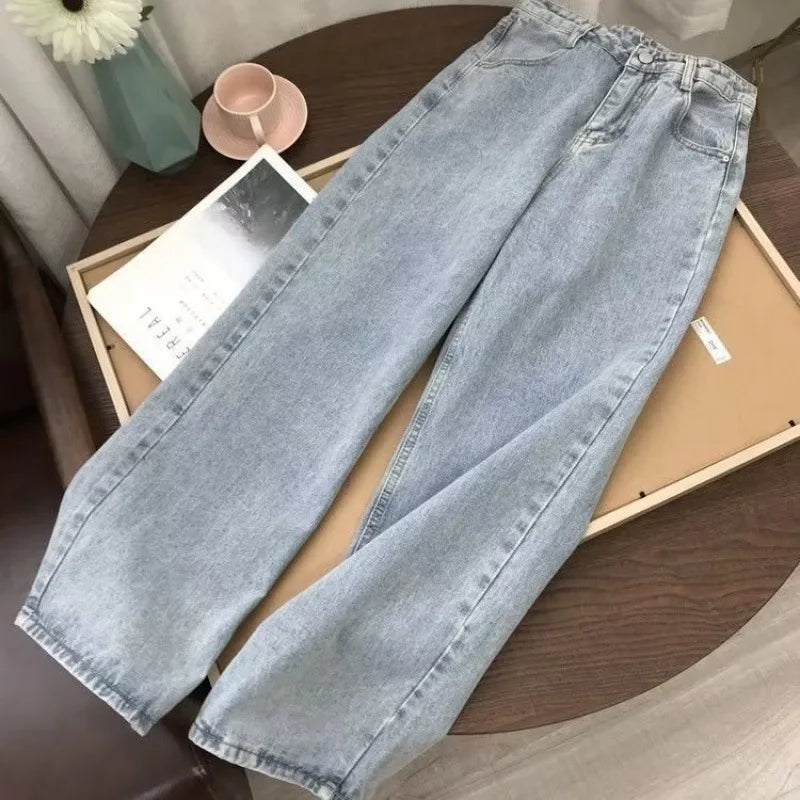 Y2K Retro Straight Leg Jeans Spring and Autumn Styles High Street Wide Leg Pants Loose Casual Pants Unisex Versatile Pants
